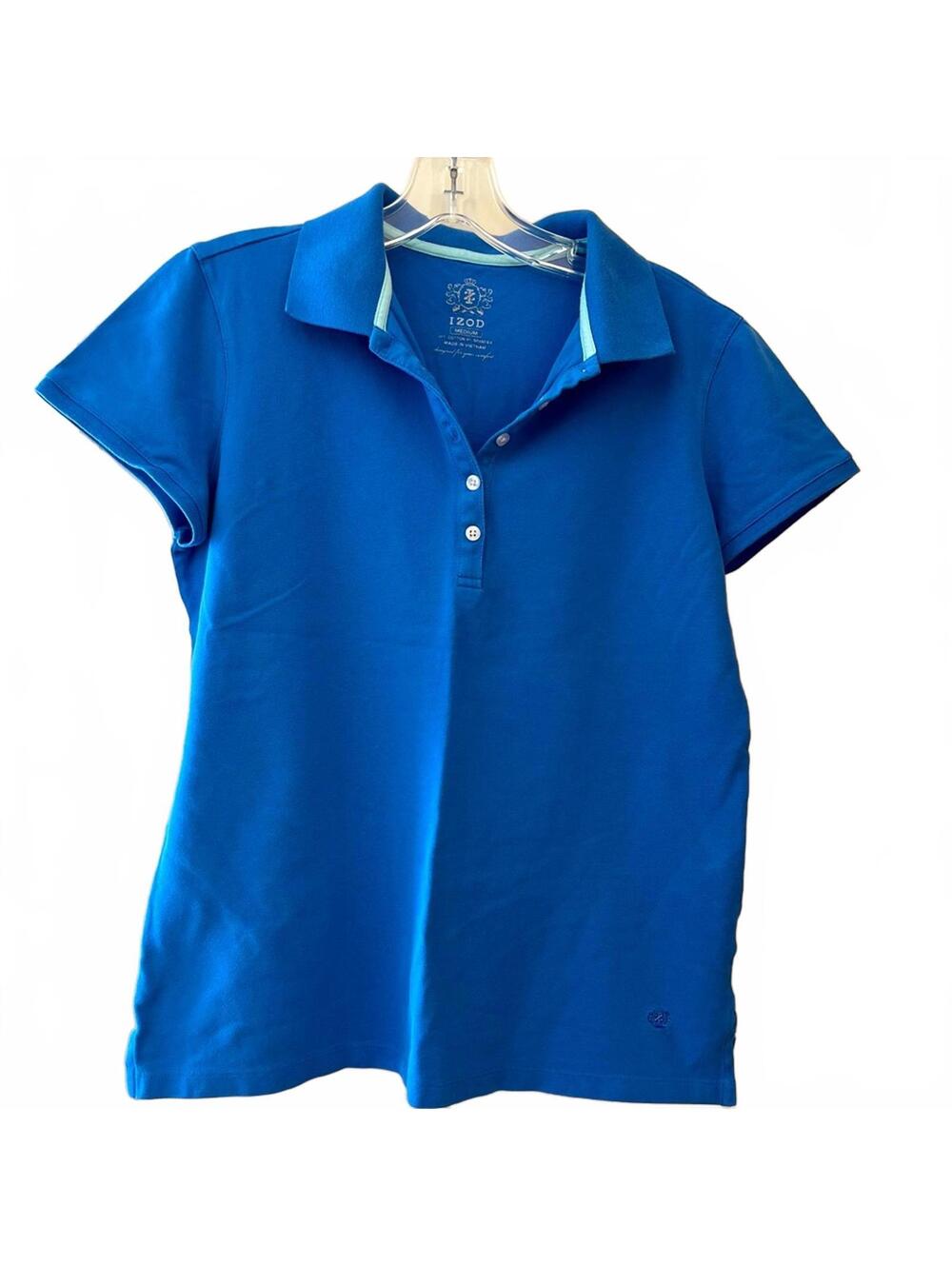 IZOD Women's Blue Polo Shirt Classic Casual Golf Top